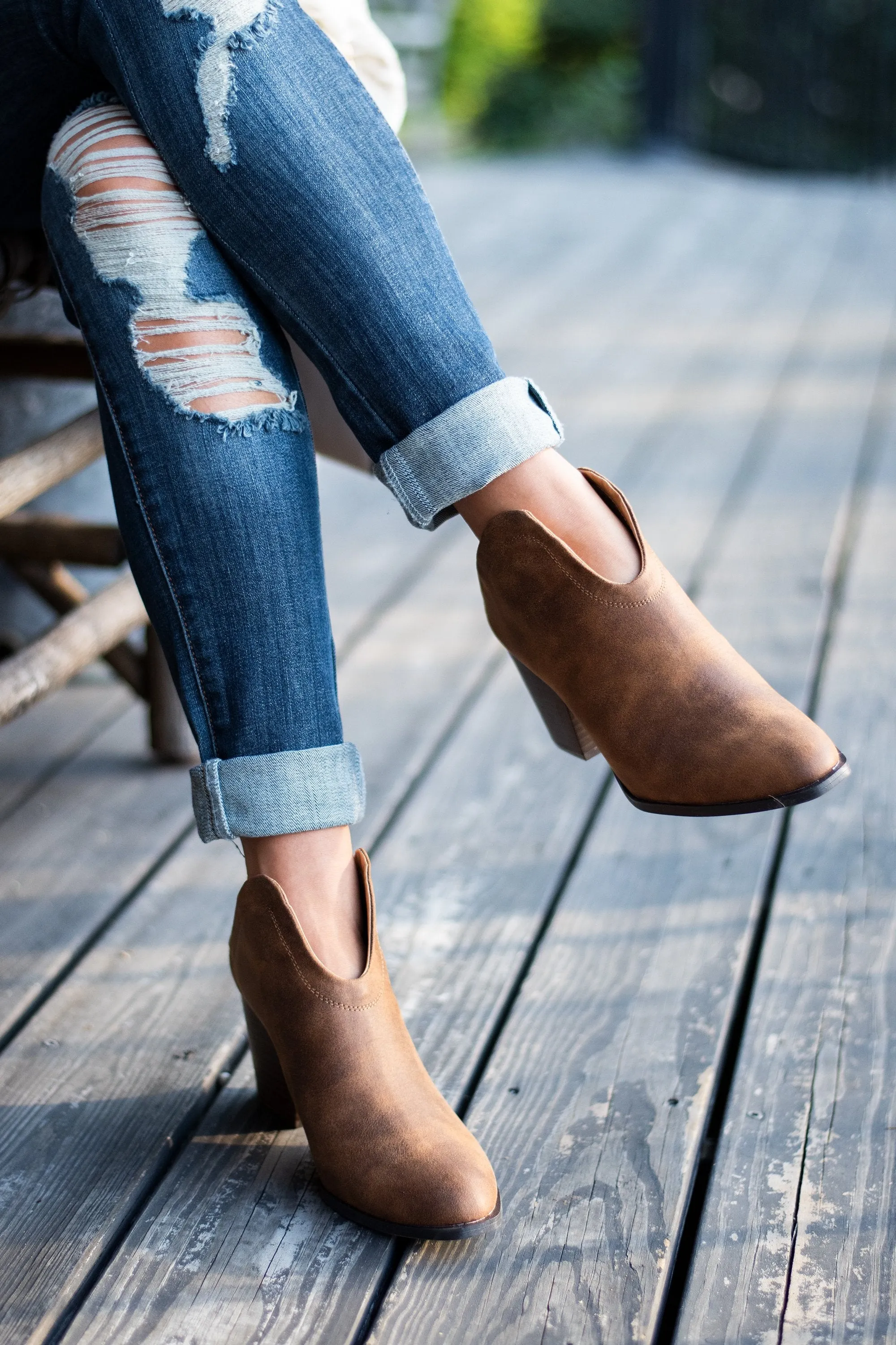 There For You Camel Brown Mule Booties