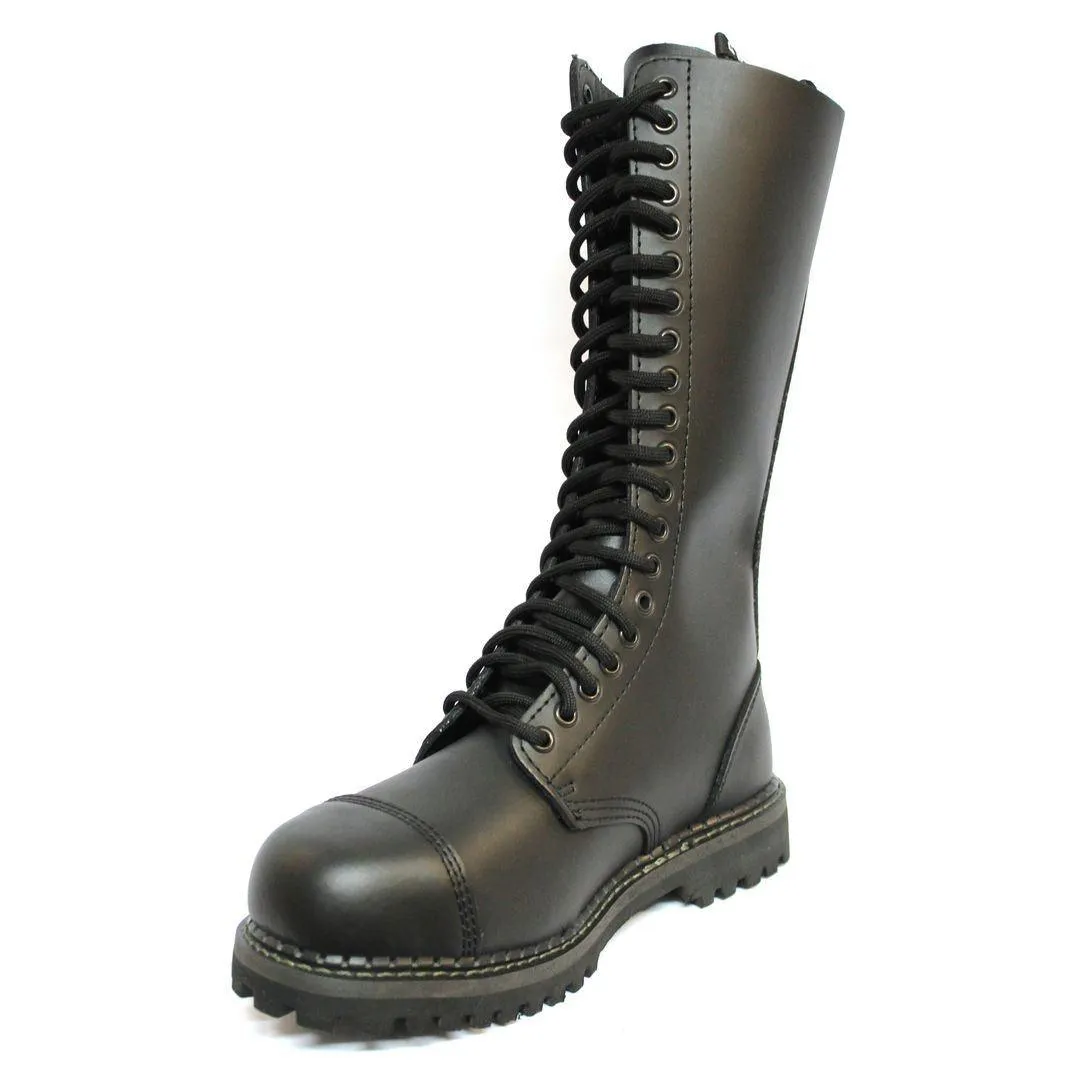 Unisex Real Leather Military Boots Black Ginders King Punk Rock Safety Steel Toe