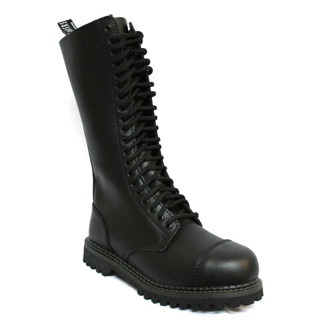 Unisex Real Leather Military Boots Black Ginders King Punk Rock Safety Steel Toe