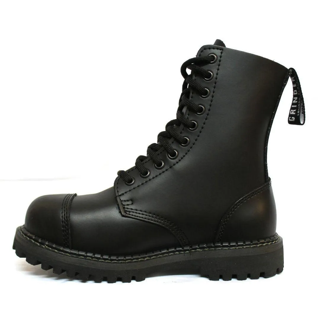 Unisex Real Leather Military Boots Black Ginders Stag Punk Rock Safety Steel Toe