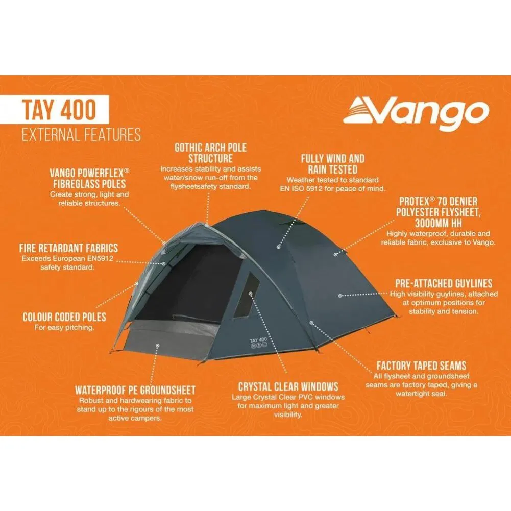 Vango Tay 400 Tent - 4 Man Tent (Deep Blue)