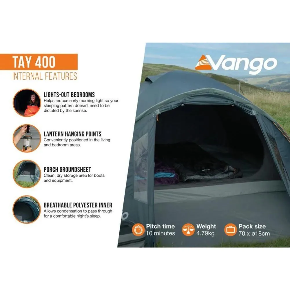 Vango Tay 400 Tent - 4 Man Tent (Deep Blue)