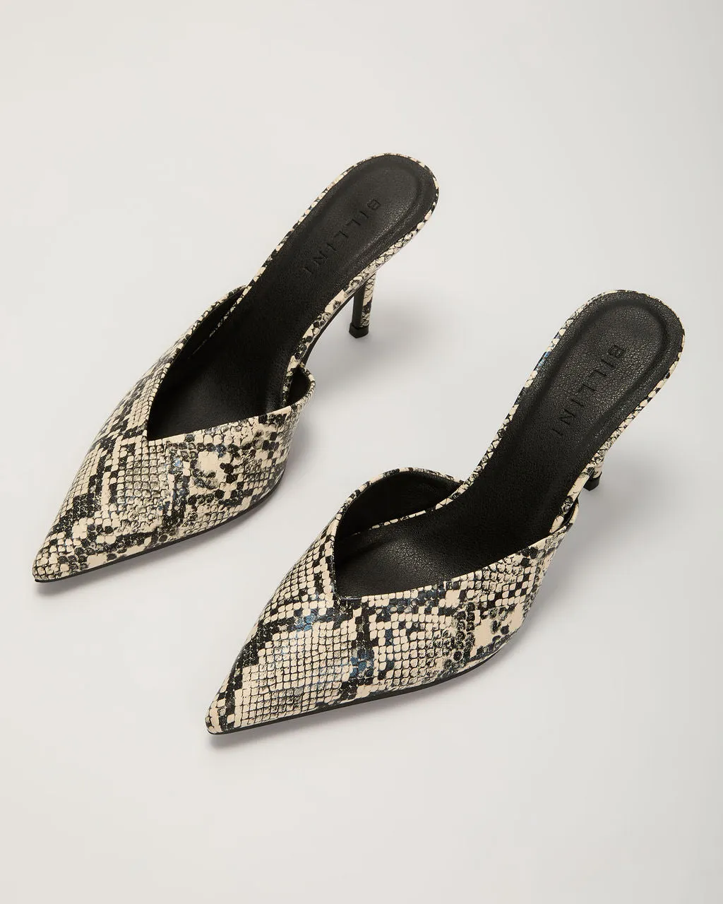 Vixen Snake Print Pointed Toe Mule