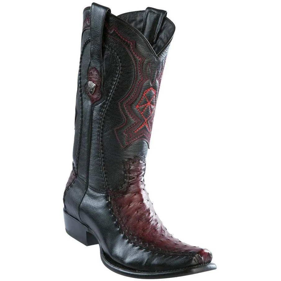 Wild West Boots #279F0343 Men's | Color Faded Burgundy | Men’s Wild West Ostrich With Deer Boots Dubai Toe Handcrafted