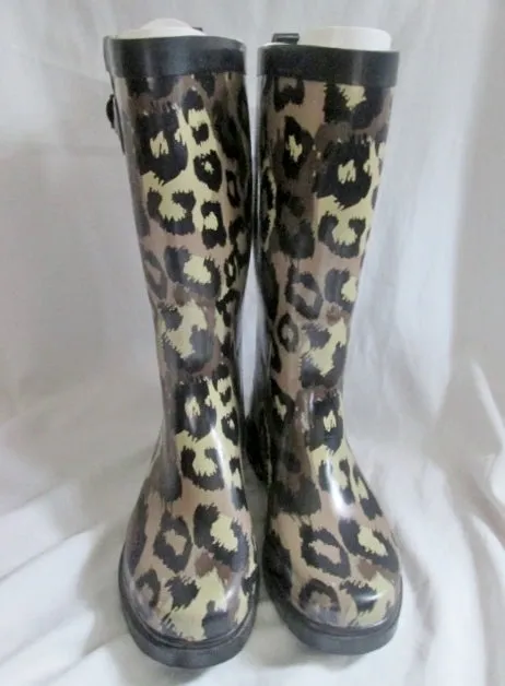 Womens CAPELLI LEOPARD JAGUAR CHEETAH PRINT Wellies Rain Boots Foul Weather 9 Gumboots