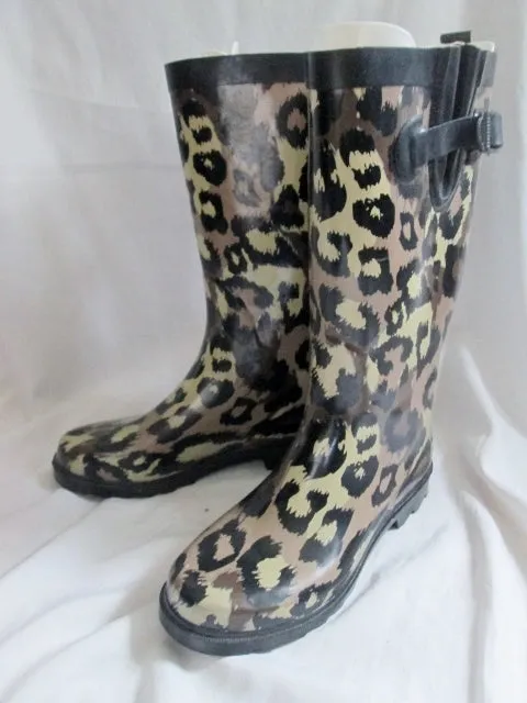 Womens CAPELLI LEOPARD JAGUAR CHEETAH PRINT Wellies Rain Boots Foul Weather 9 Gumboots