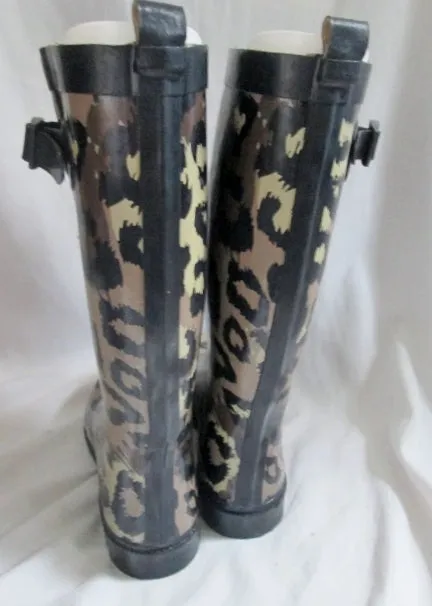 Womens CAPELLI LEOPARD JAGUAR CHEETAH PRINT Wellies Rain Boots Foul Weather 9 Gumboots