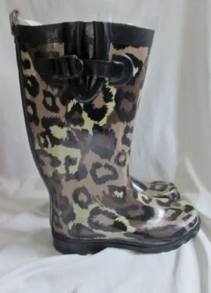 Womens CAPELLI LEOPARD JAGUAR CHEETAH PRINT Wellies Rain Boots Foul Weather 9 Gumboots