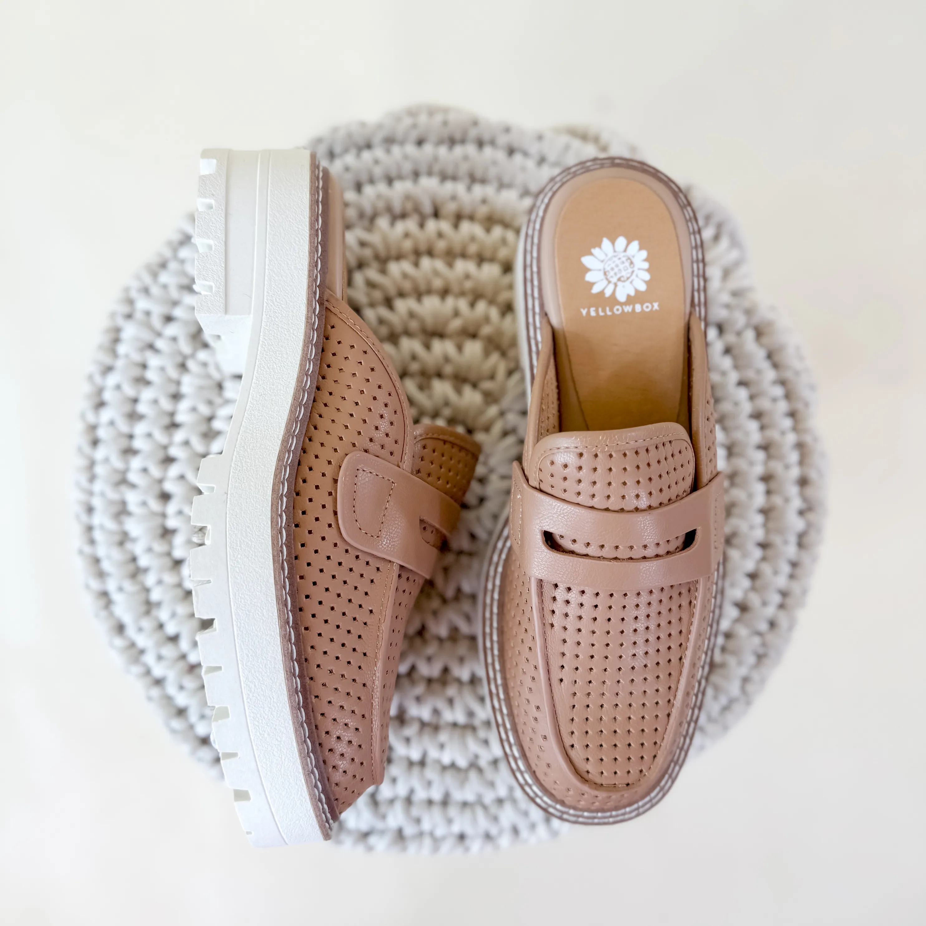 Yellow Box | Sherlyn Loafer Mule in Almond