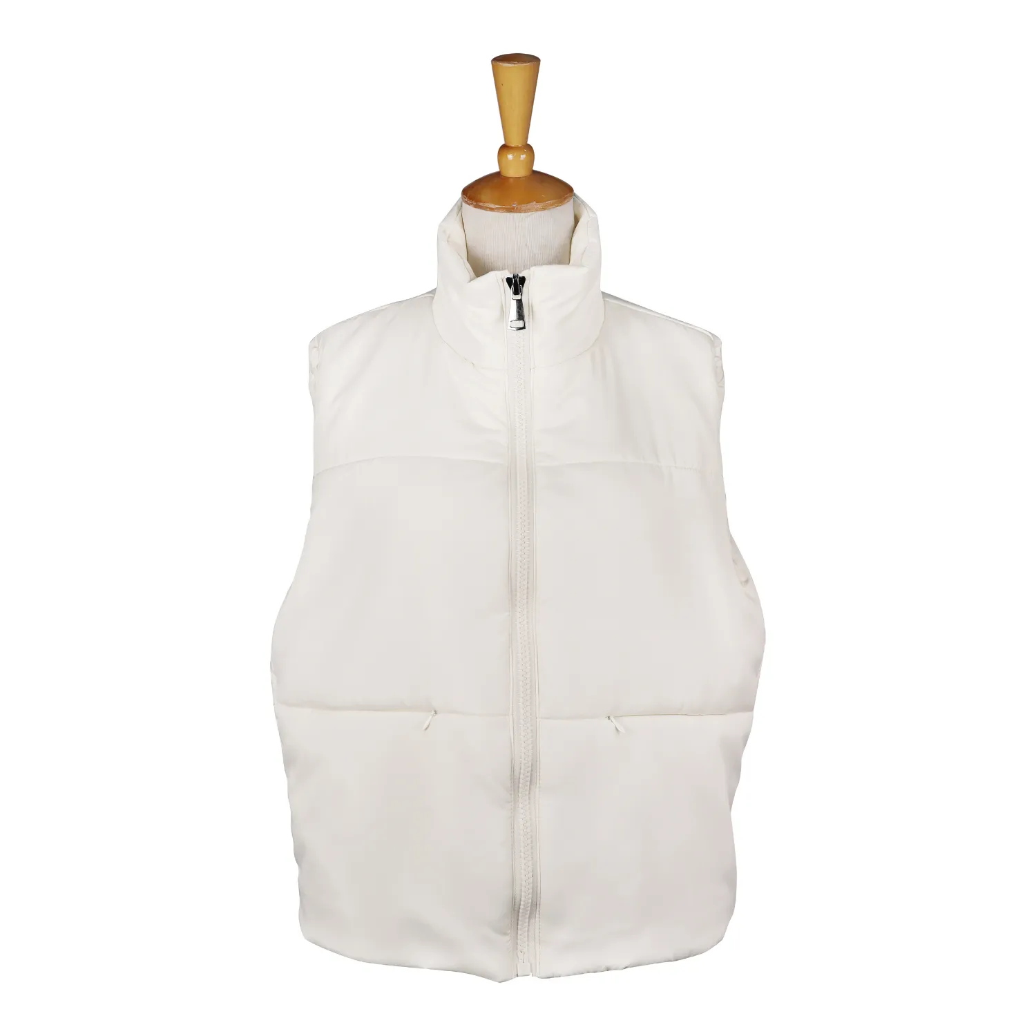 Zoey Crop Puffer Vest - White